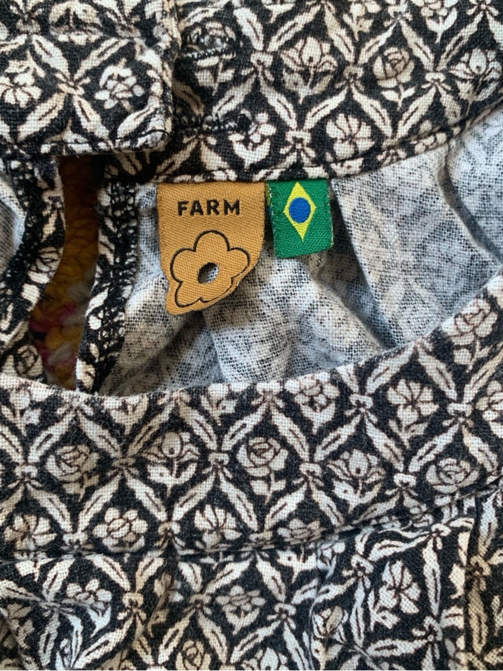 Farm Rio Brown Boho Halter Crop Top Flowy Resort Beachy Tank M - Picture 4 of 6